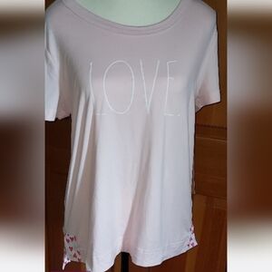 Rae Dunn Pink LOVE Valentines Graphic Tee Size M